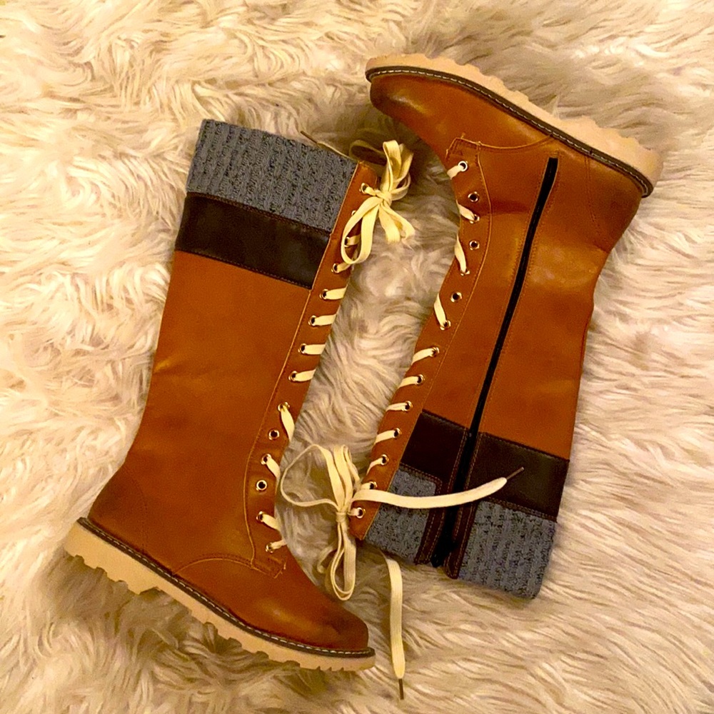 NEW Cognac Lace Up Boots